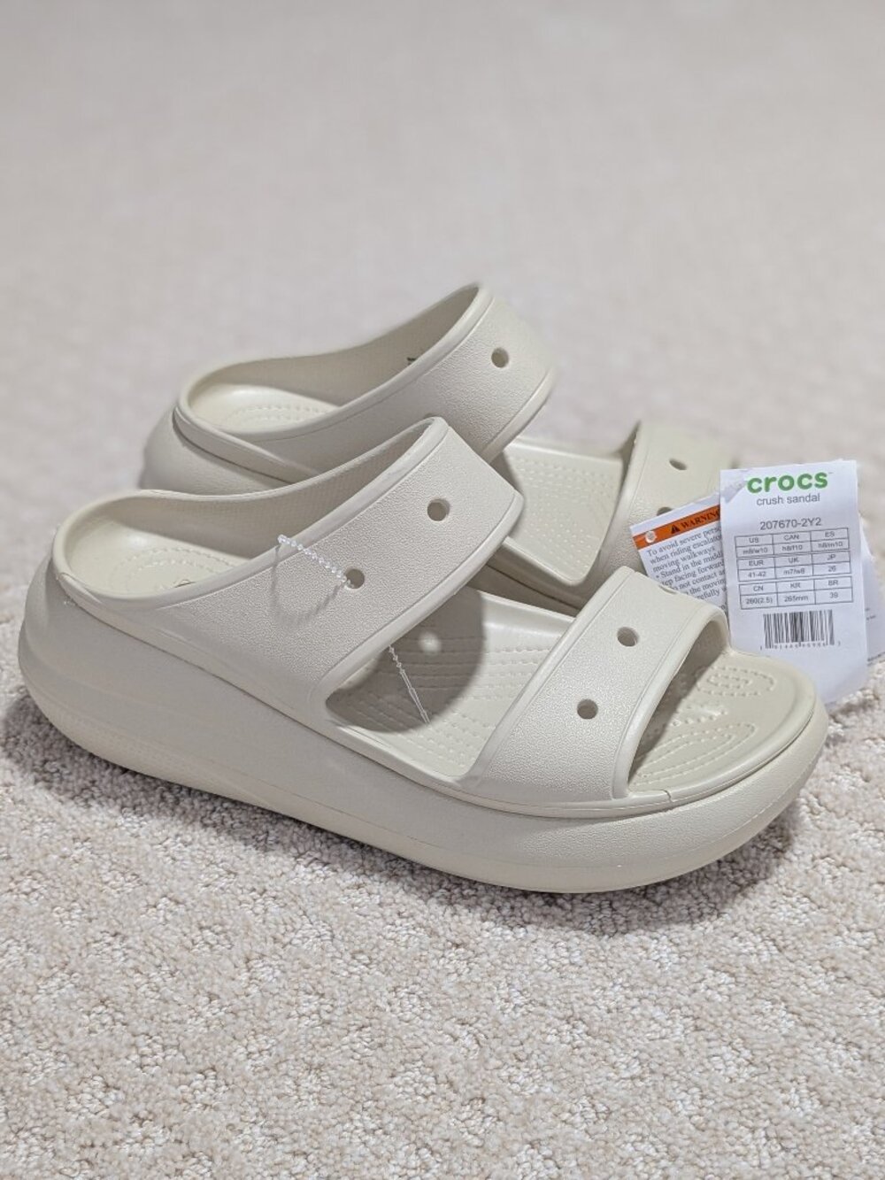 Crocs Classic Crush Sandal Bone Platform Mens 8 Womens 10 Unisex New